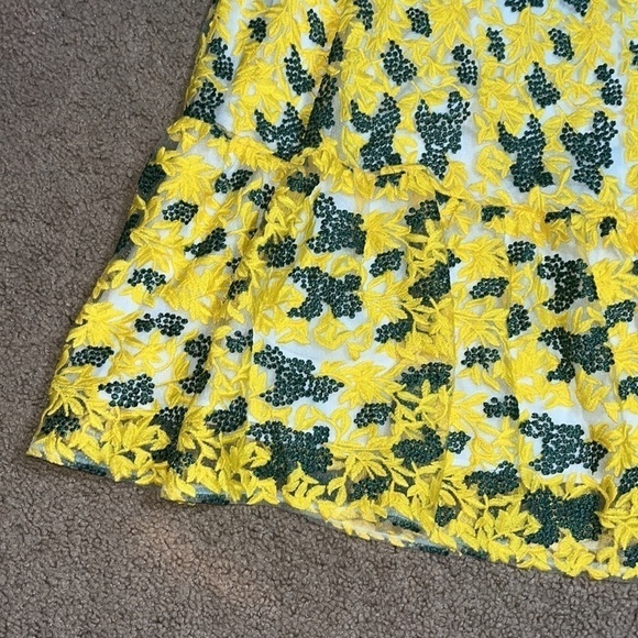 Dress the Population Sunny Floral Embroidery Tiered Dress Canary Yellow Small - Picture 6 of 12
